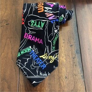 Nicole Miller Dance Theater Sing Rap Opera Play Black Silk Mens Tie Vintage 90s